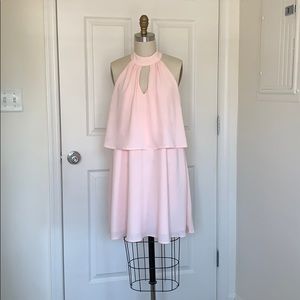 Blush Ruffle Dress with Open Back